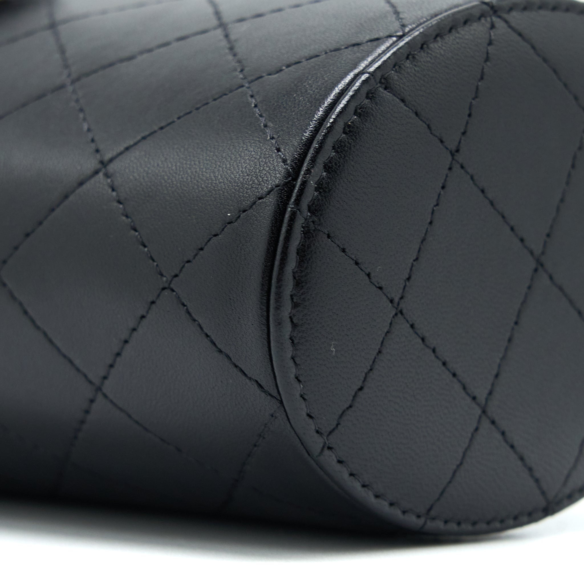 CHANEL VERTICAL CLUTCH WITH CHAIN LAMBSKIN BLACK LGHW