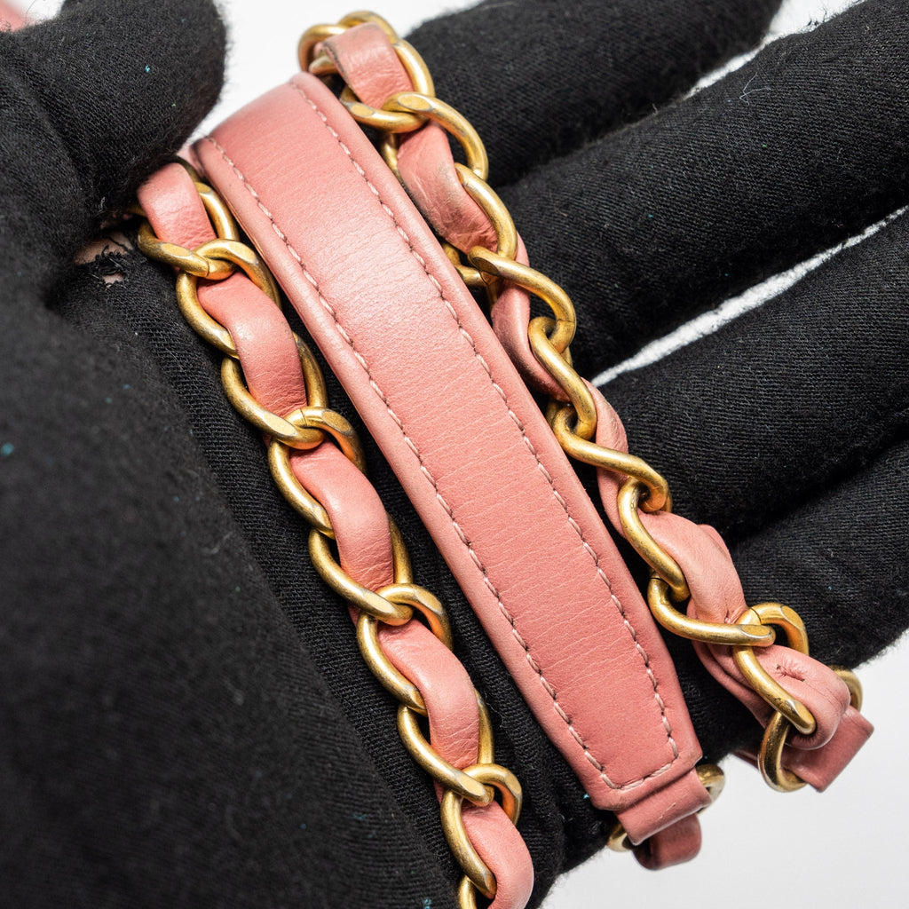 CHANEL MEDIUM COCO HANDLE CALFSKIN / LIZARD HANDLE PINK GHW