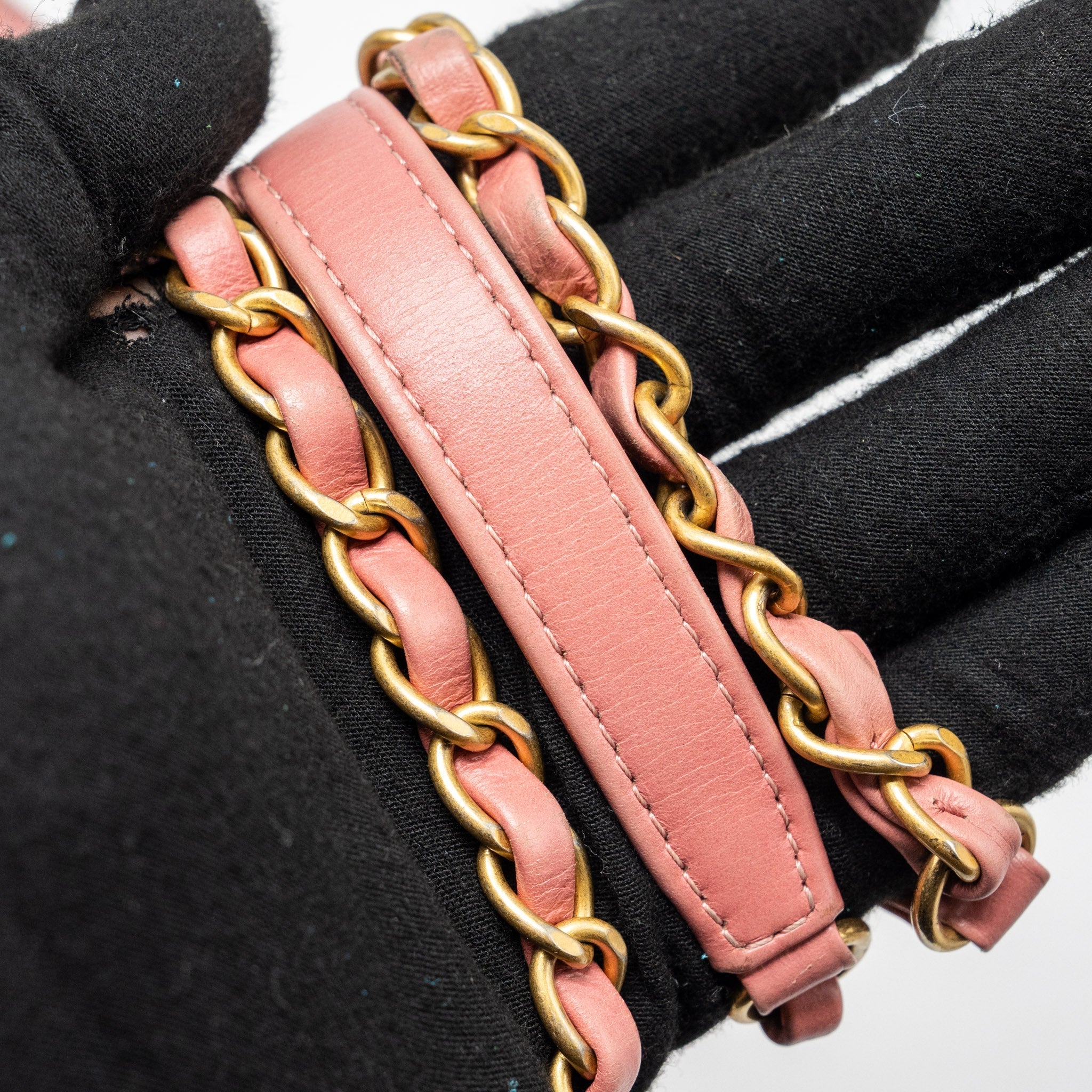 CHANEL MEDIUM COCO HANDLE CALFSKIN / LIZARD HANDLE PINK GHW