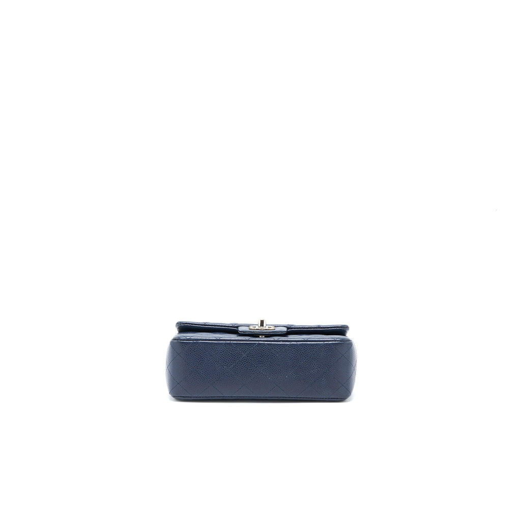 CHANEL CLASSIC MINI RECTANGULAR FLAP BAG CAVIAR NAVY SHW