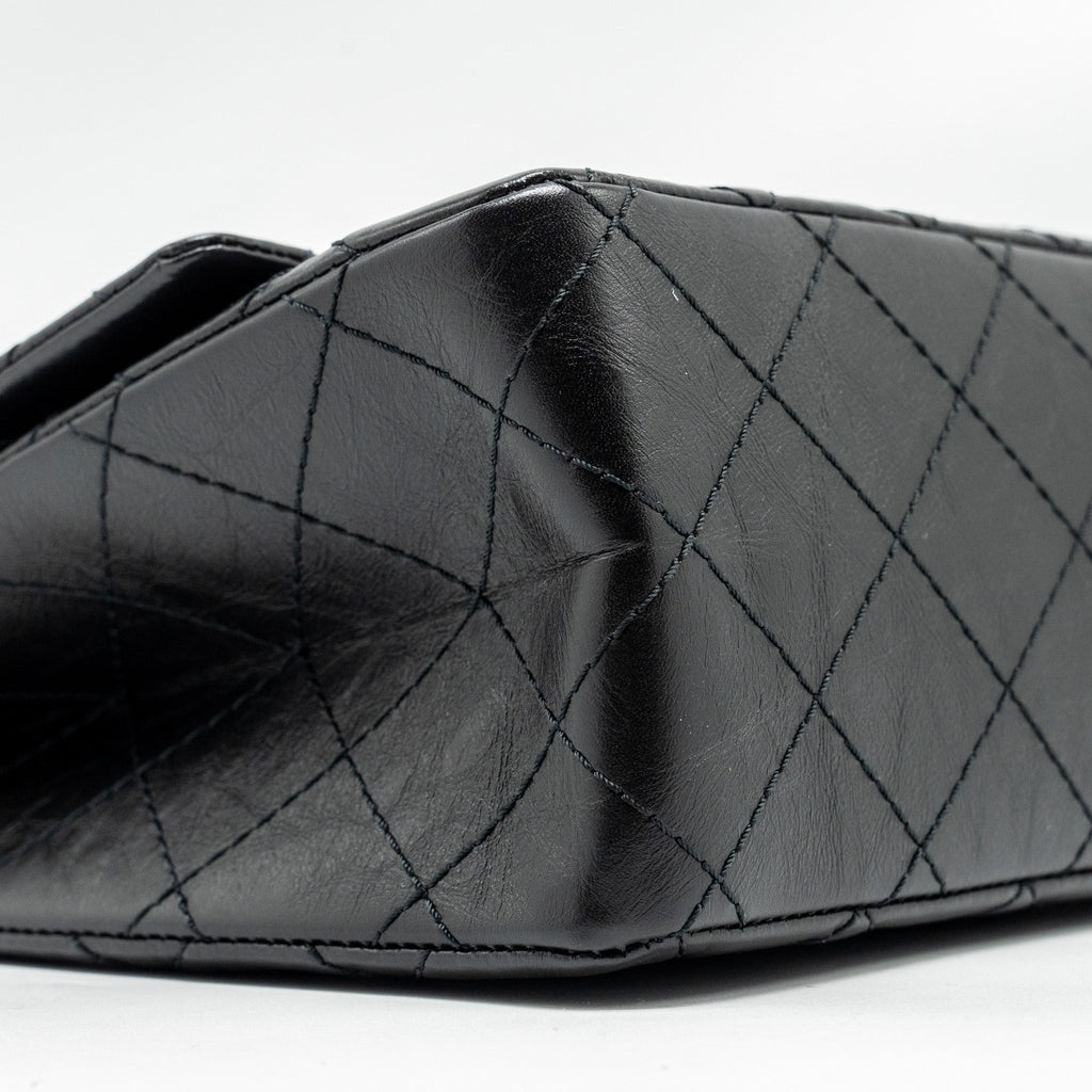 CHANEL LARGE 2.55 REISSUE FLAP BAG AGED CALFSKIN BLACK GHW