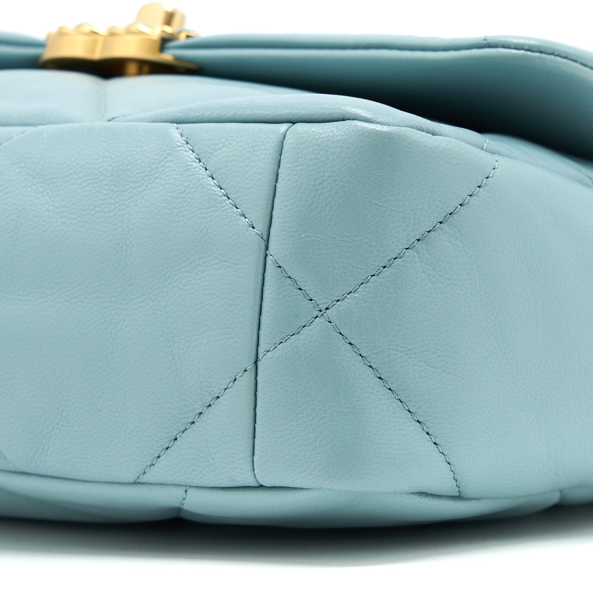 CHANEL SMALL 19 BAG LAMBSKIN LIGHT BLUE MULTICOLOUR HARDWARE