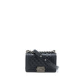 CHANEL SMALL BOY BAG CAVIAR BLACK RUTHENIUM SHW (MICROCHIP)