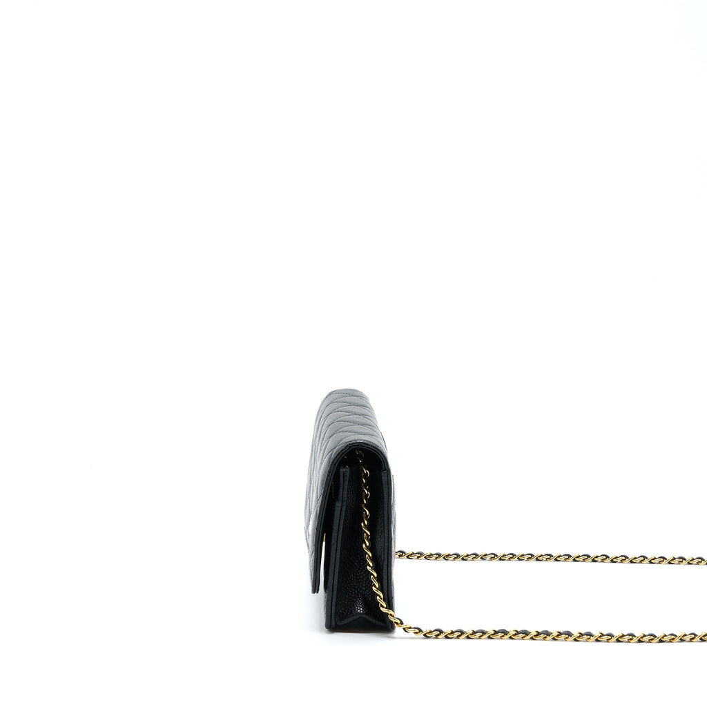 CHANEL CLASSIC WALLET ON CHAIN CAVIAR BLACK GHW (MICROCHIP)