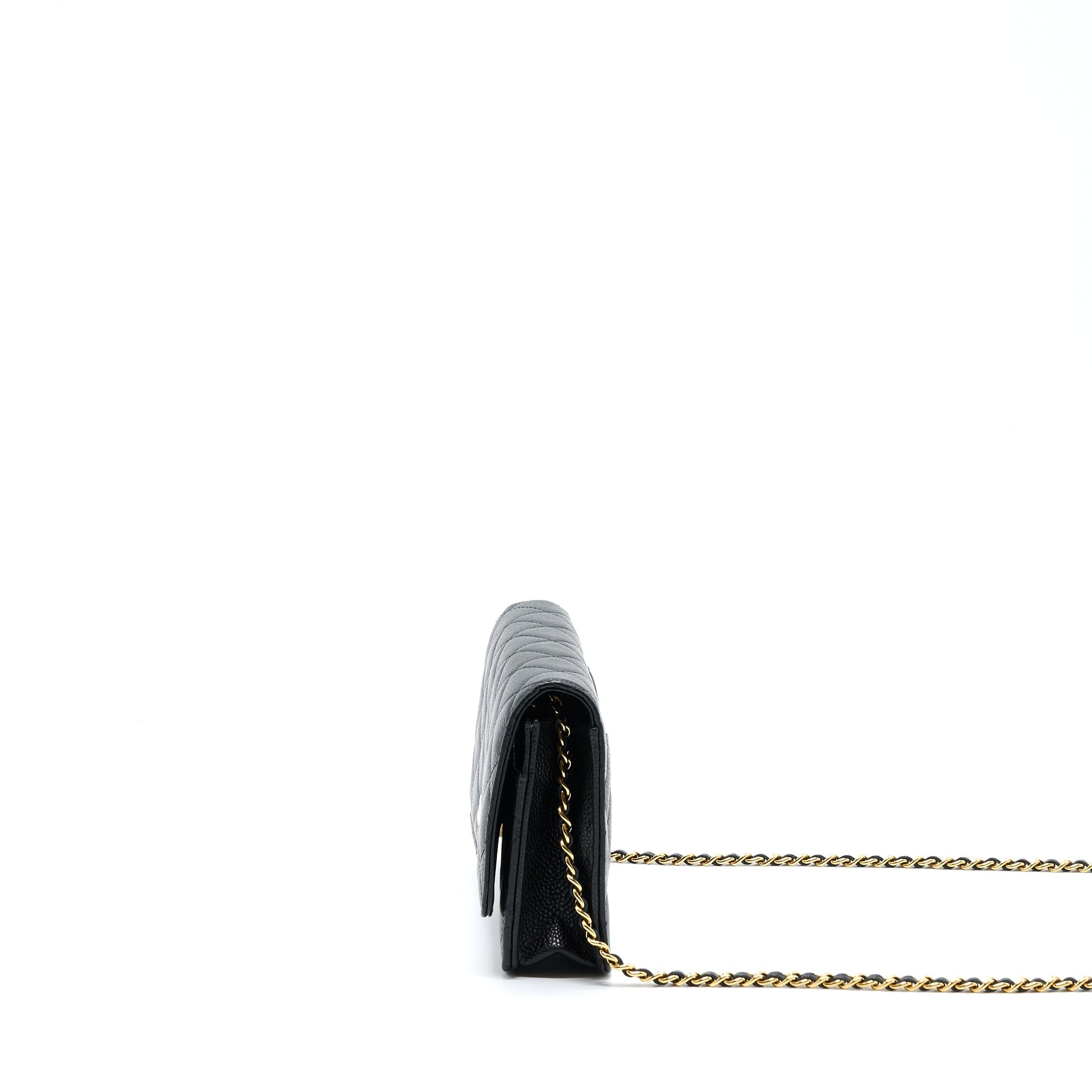 CHANEL CLASSIC WALLET ON CHAIN CAVIAR BLACK GHW (MICROCHIP)