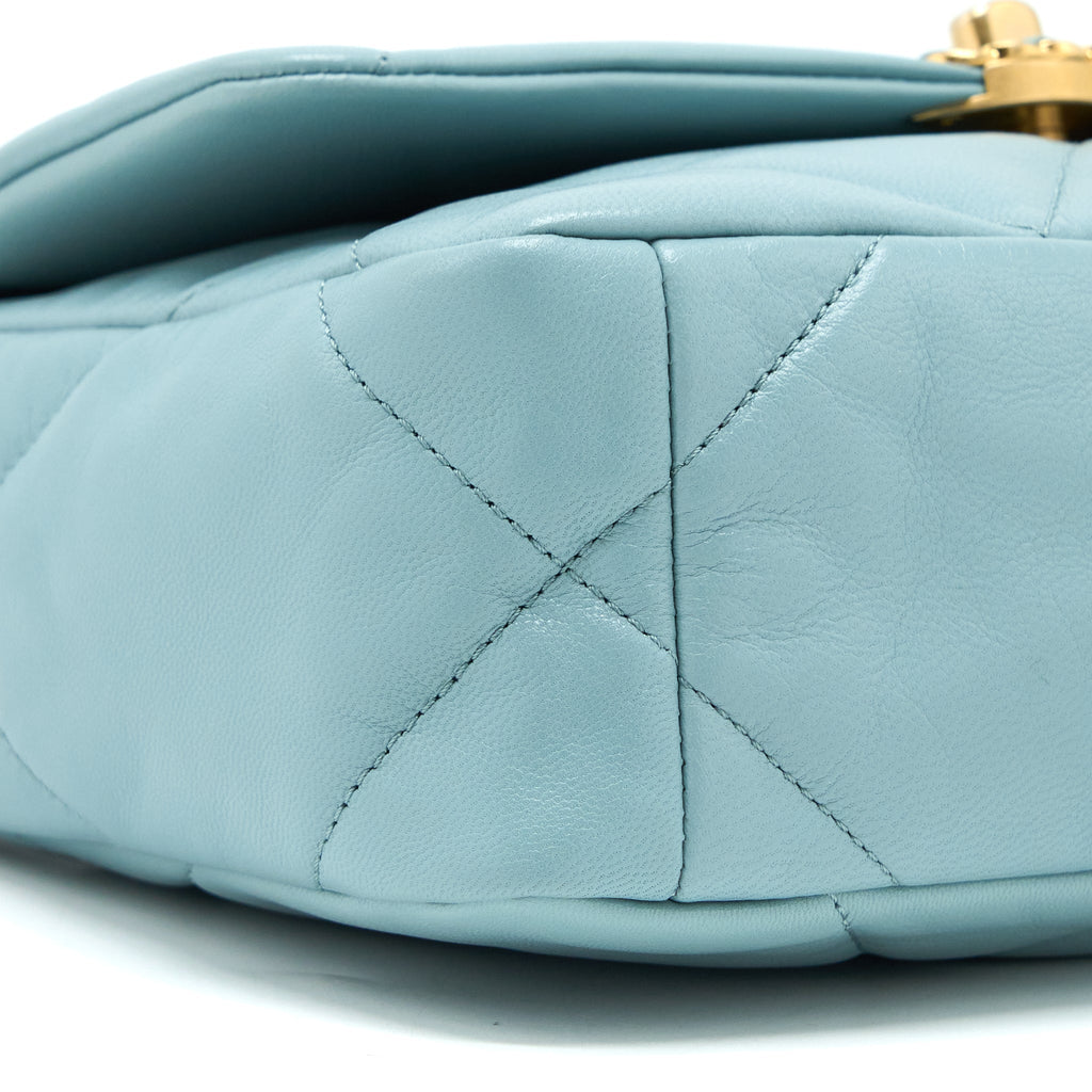 CHANEL SMALL 19 BAG LAMBSKIN LIGHT BLUE MULTICOLOUR HARDWARE