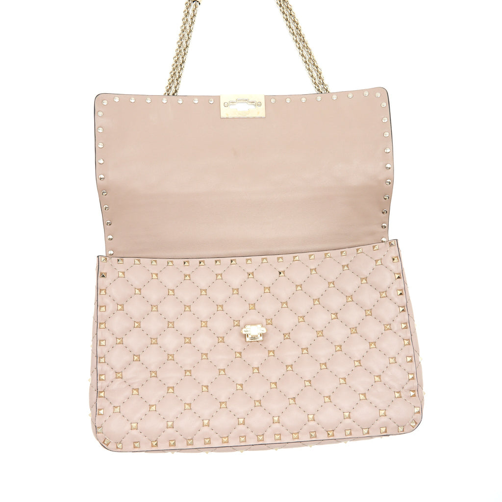 VALENTINO ROCKSTUD SPIKE NAPPA LEATHER CROSSBODY BAGS POUDRE