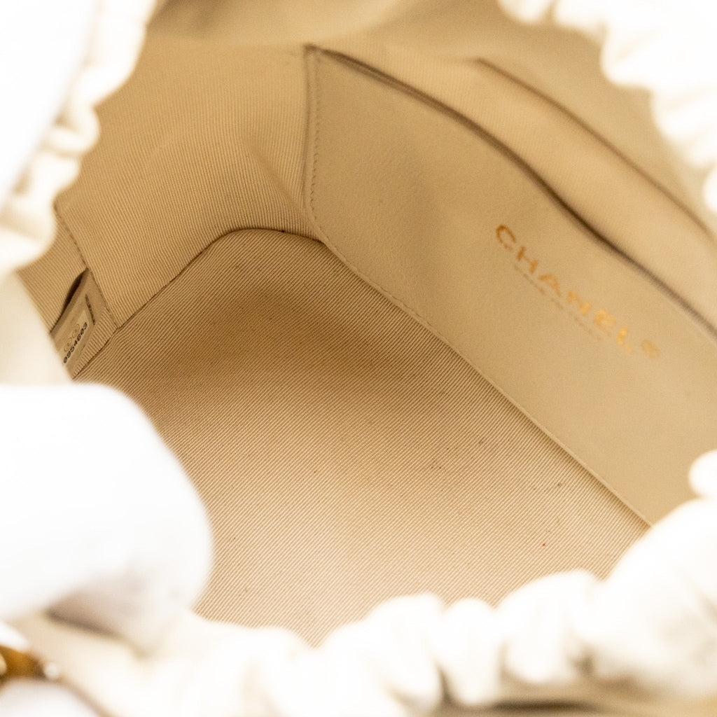 CHANEL BUCKET BAG LAMBSKIN CREAMY WHITE GHW
