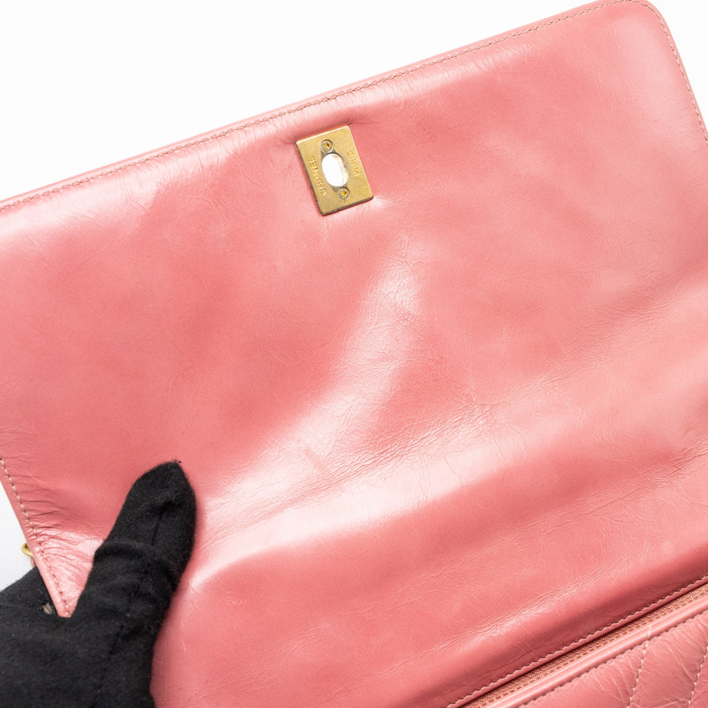 CHANEL MEDIUM COCO HANDLE CALFSKIN / LIZARD HANDLE PINK GHW