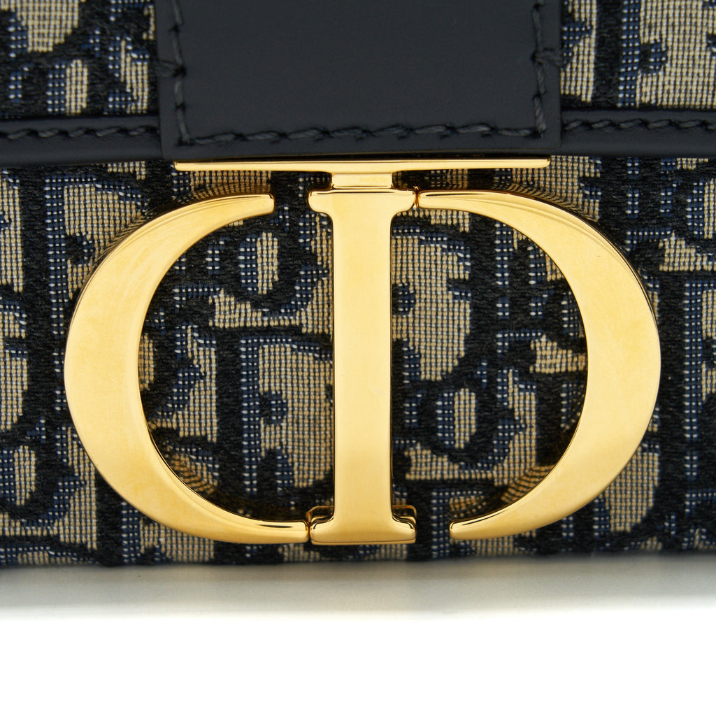 DIOR 30 MONTAIGNE MINI BOX BAG BLUE OBLIQUE