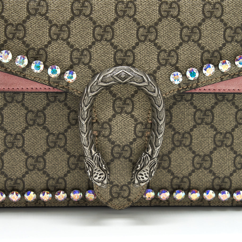 GUCCI DIONYSUS GG SMALL CRYSTAL SHOULDER BAG SHW