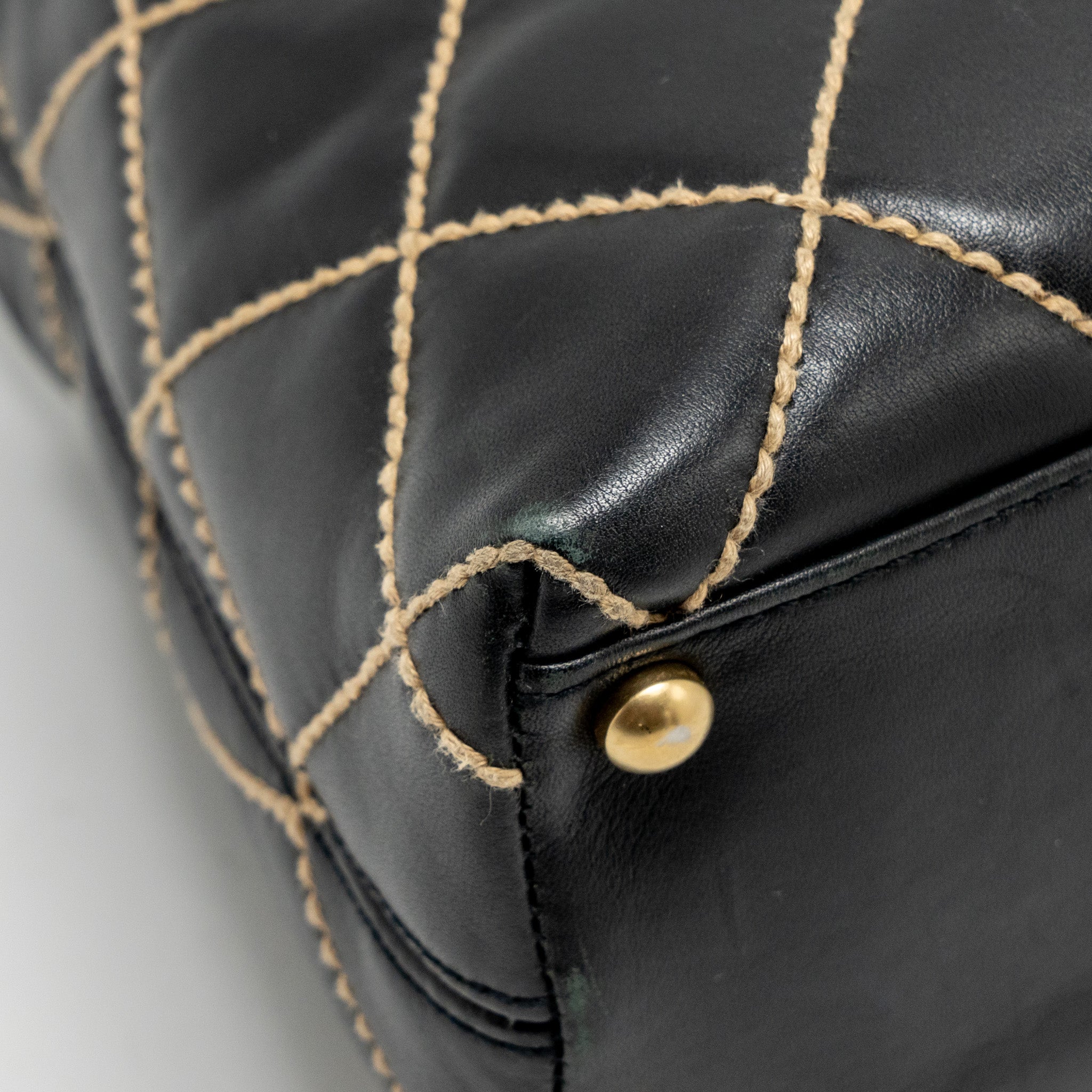 CHANEL VINTAGE WILD STITCH SHOULDER BAG CALFSKIN BLACK GHW