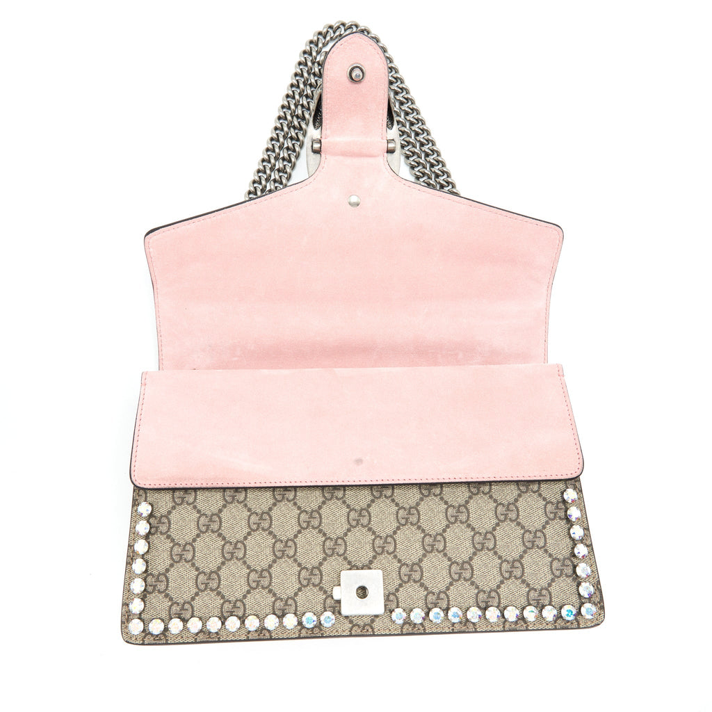 GUCCI DIONYSUS GG SMALL CRYSTAL SHOULDER BAG SHW