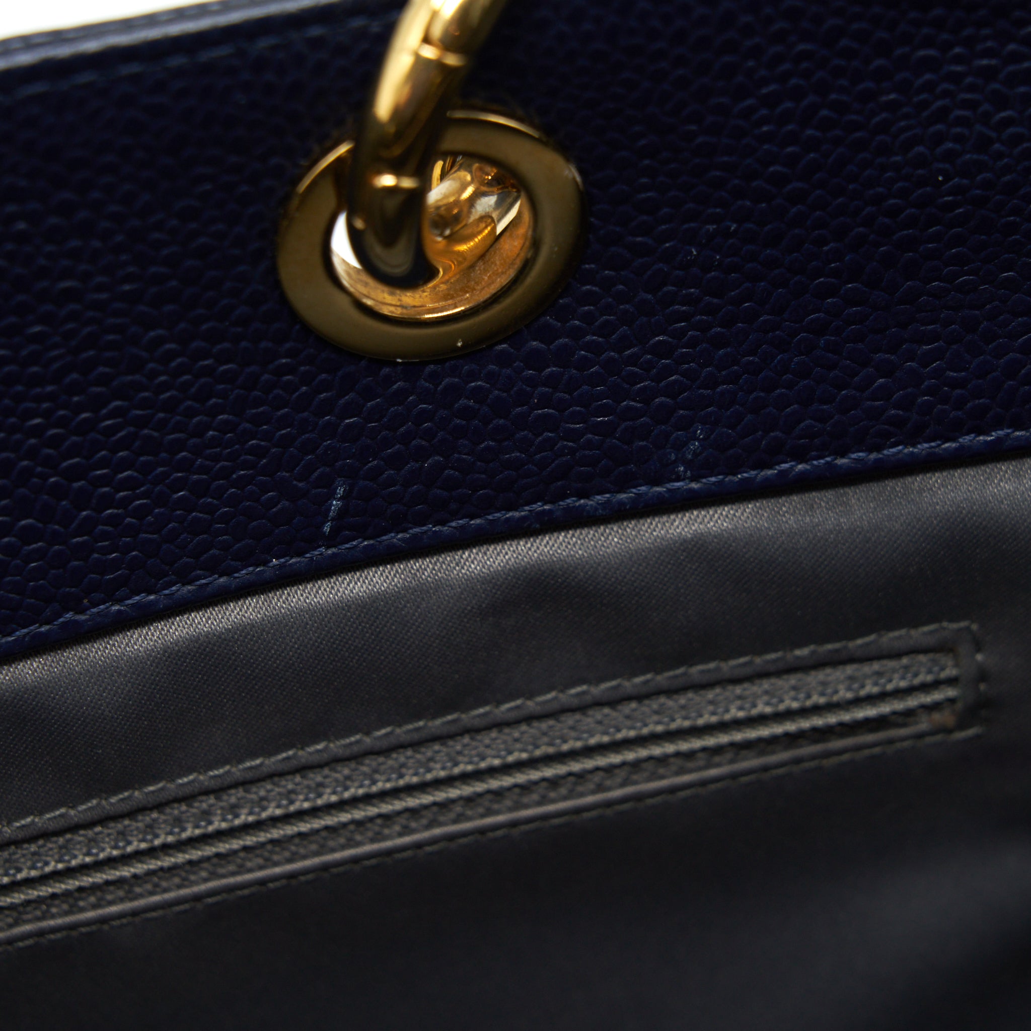 CHANEL GRAND SHOPPING TOTE XL CAVIAR NAVY BLUE GHW
