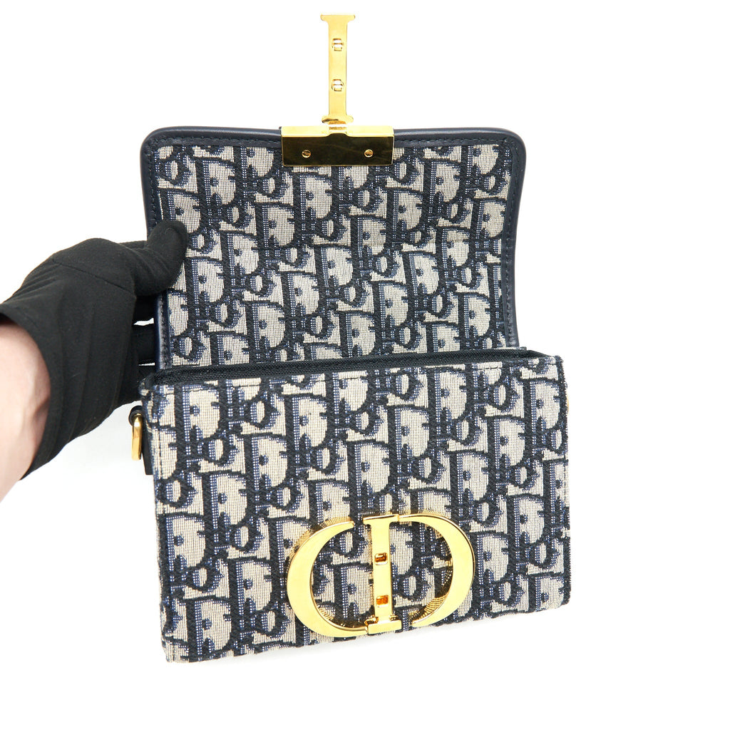 DIOR 30 MONTAIGNE MINI BOX BAG BLUE OBLIQUE