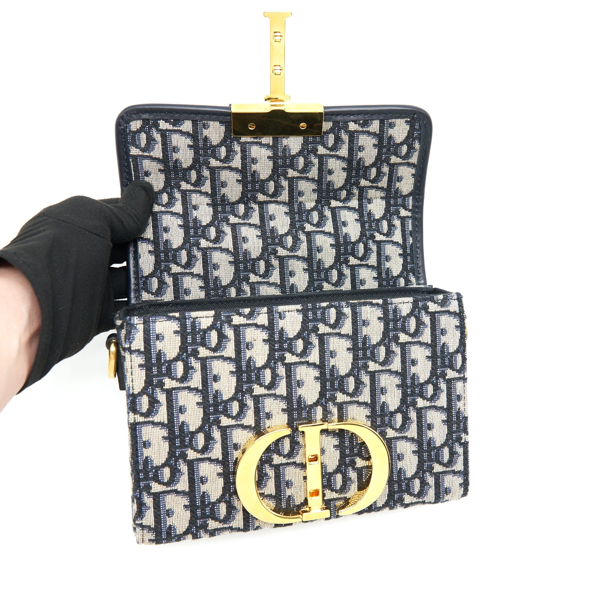 DIOR 30 MONTAIGNE MINI BOX BAG BLUE OBLIQUE