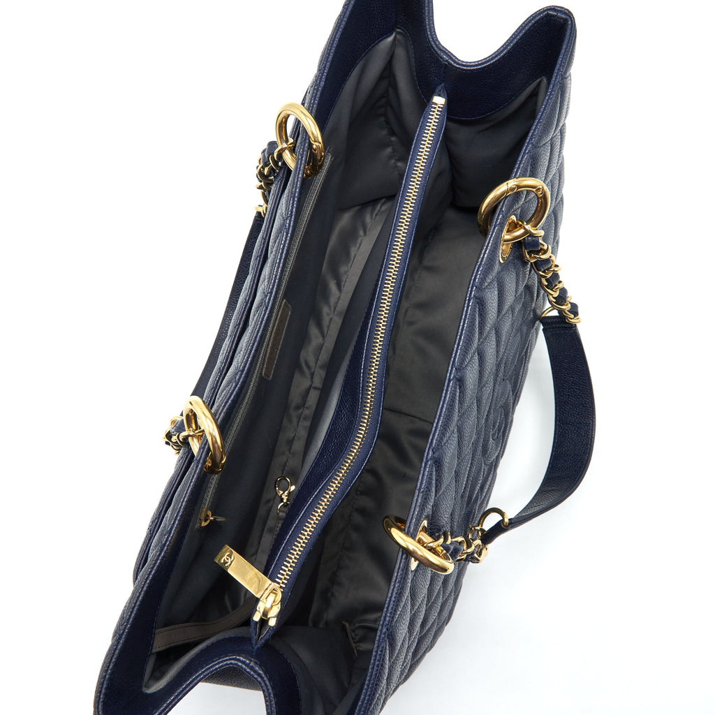 CHANEL GRAND SHOPPING TOTE XL CAVIAR NAVY BLUE GHW