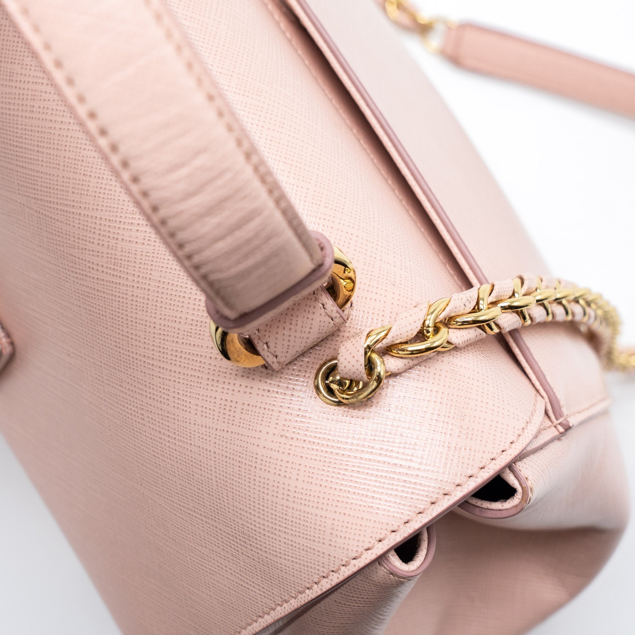 SALVATORE FERRAGAMO TOP HANDLE FLAP BAG CALFSKIN LIGHT PINK GHW