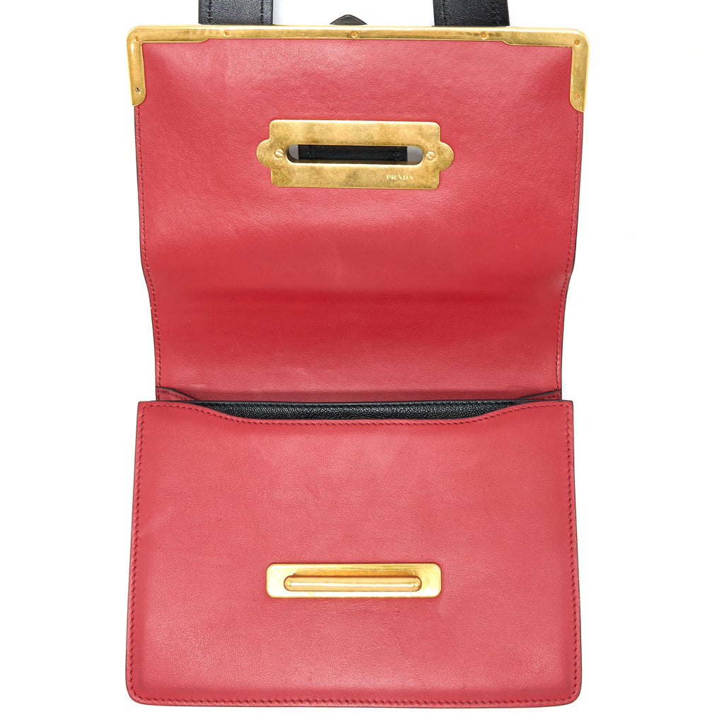 PRADA CASHIER BAG CALFSKIN RED /BLACK GHW