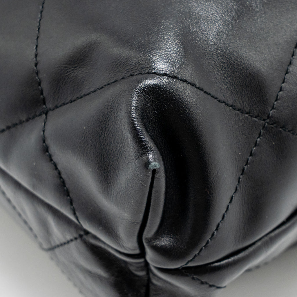 CHANEL SMALL 22 BAG SHINY CALFSKIN BLACK GHW (MICROCHIP)