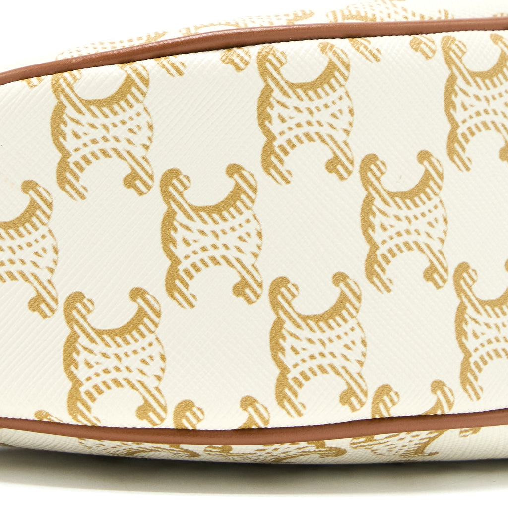 CELINE AVA BAG IN TRIOMPHE CANVAS AND CALFSKIN WHITE