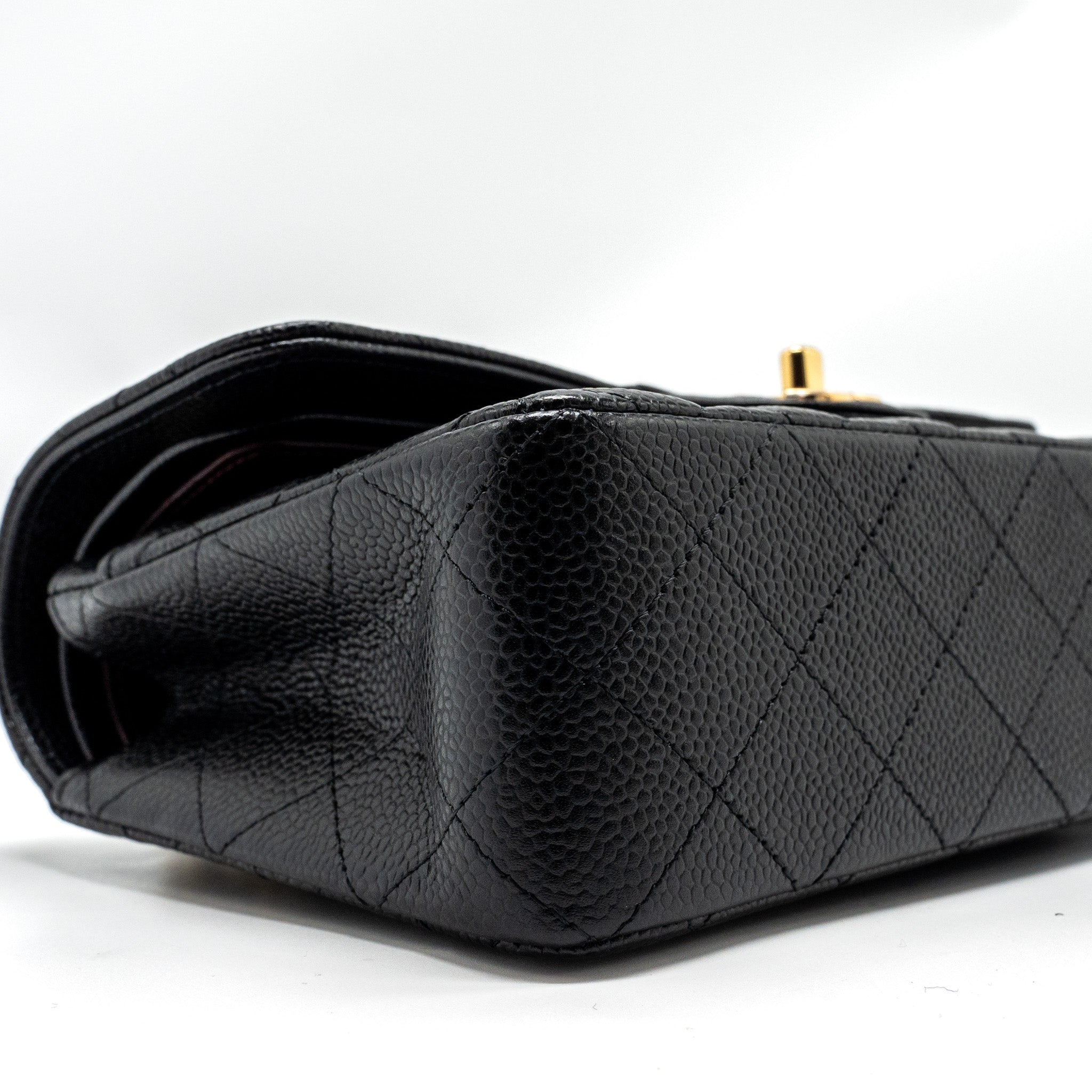 CHANEL SMALL CLASSIC DOUBLE FLAP BAG CAVIAR BLACK GHW