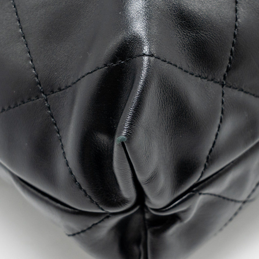 CHANEL SMALL 22 BAG SHINY CALFSKIN BLACK GHW (MICROCHIP)
