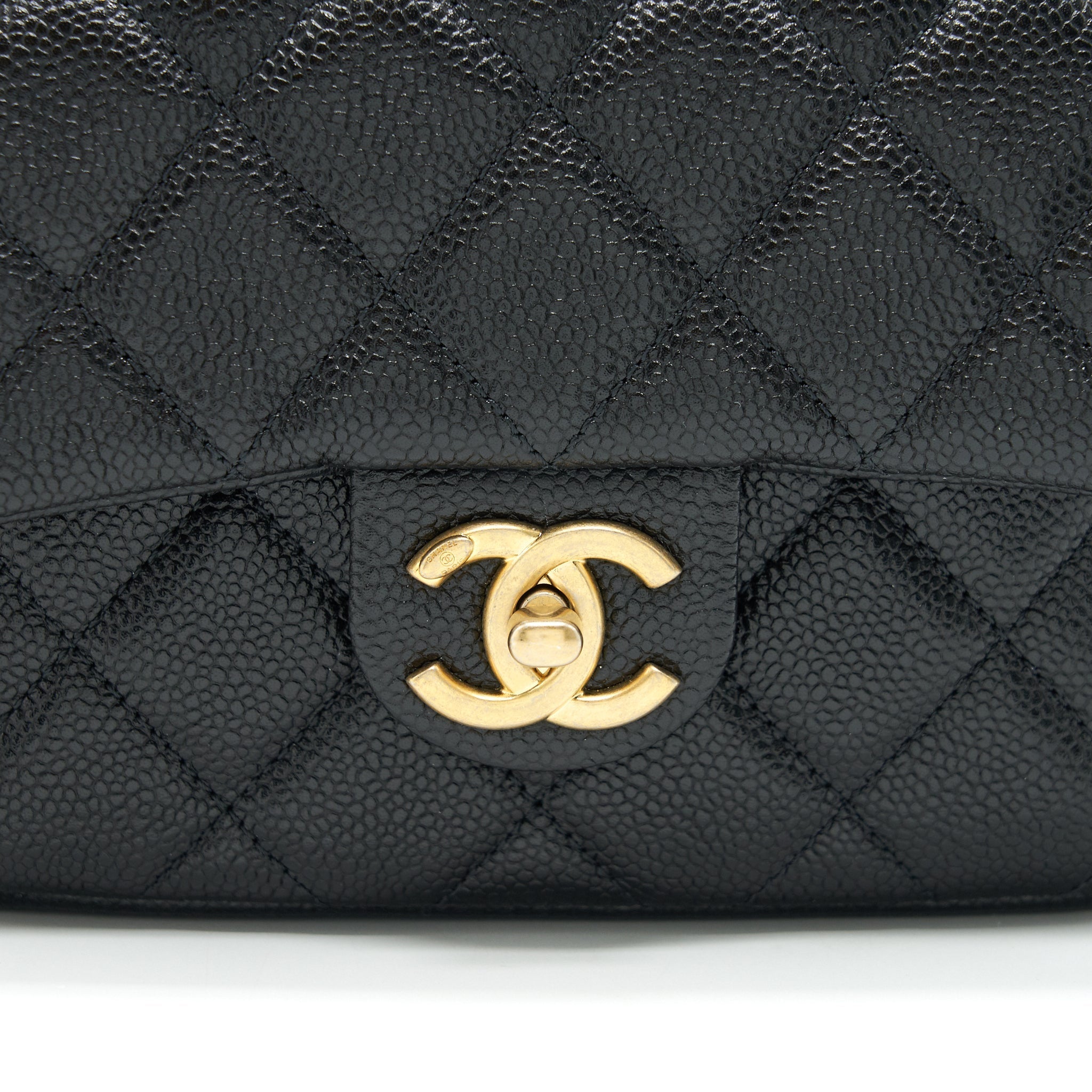 CHANEL 21A MINI SQUARE FLAP BAG CAVIAR BLACK GHW