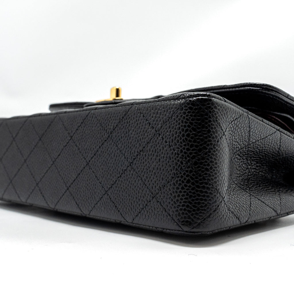 CHANEL SMALL CLASSIC DOUBLE FLAP BAG CAVIAR BLACK GHW