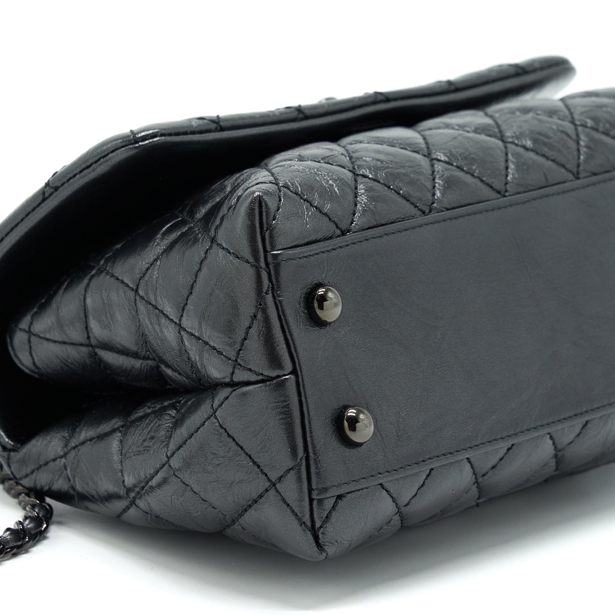 CHANEL SMALL COCO HANDLE AGED CALFSKIN SO BLACK WITH BLACK HARDWARE