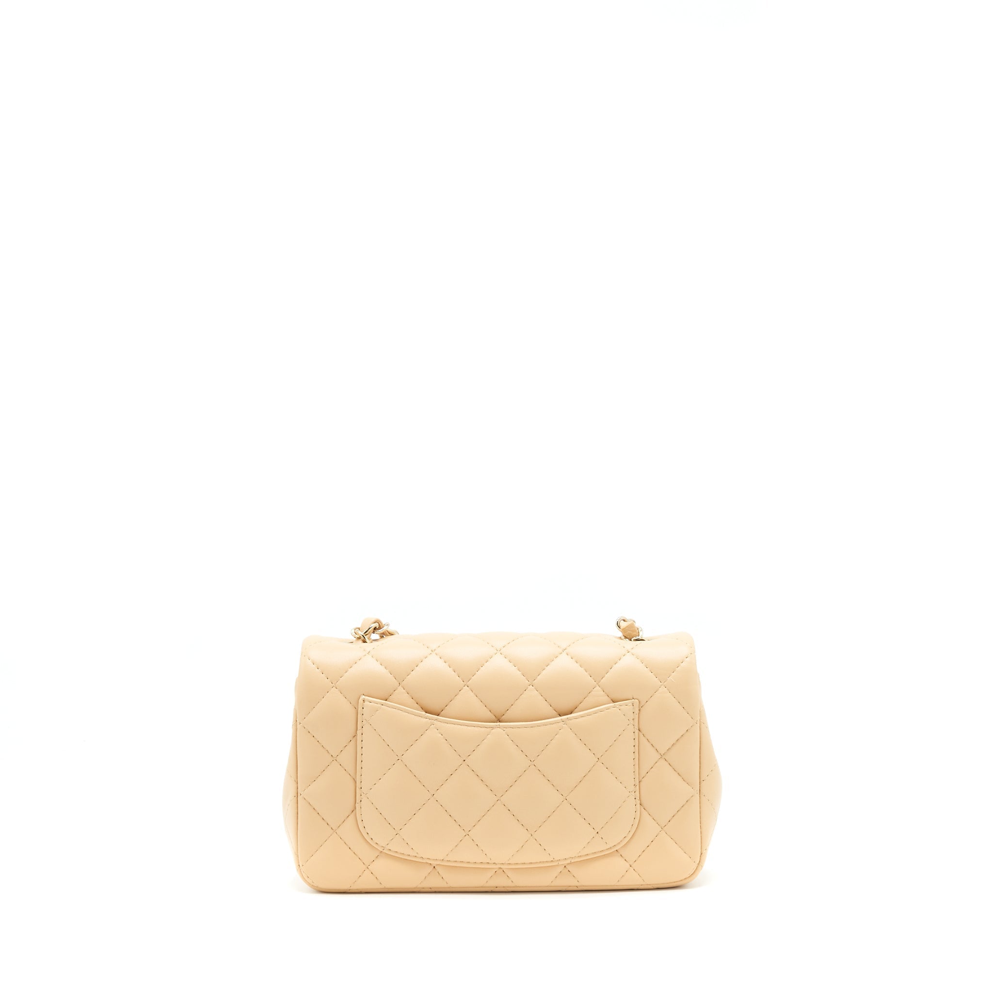 CHANEL MINI RECTANGULAR LAMBSKIN LIGHT BEIGE LGHW(MICROCHIP)