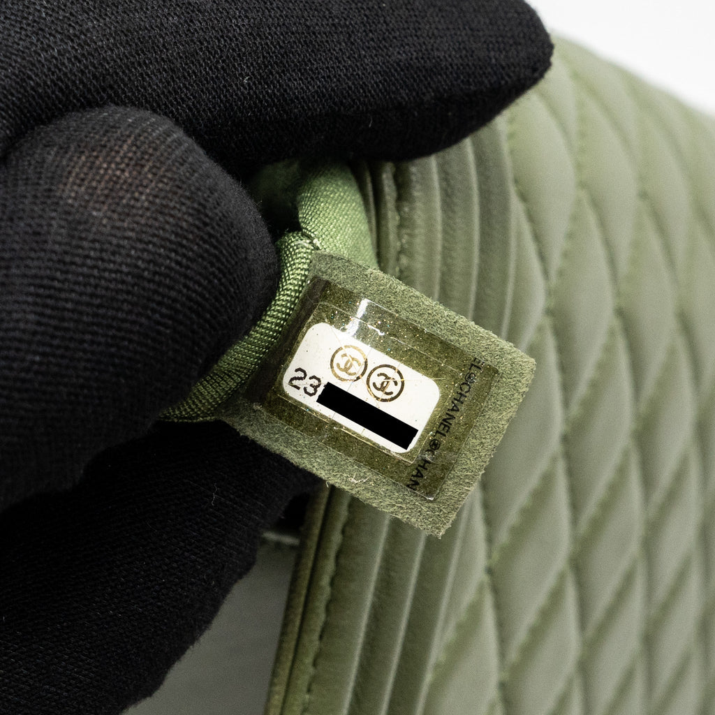 CHANEL MEDIUM BOY BAG LAMBSKIN GREEN GHW