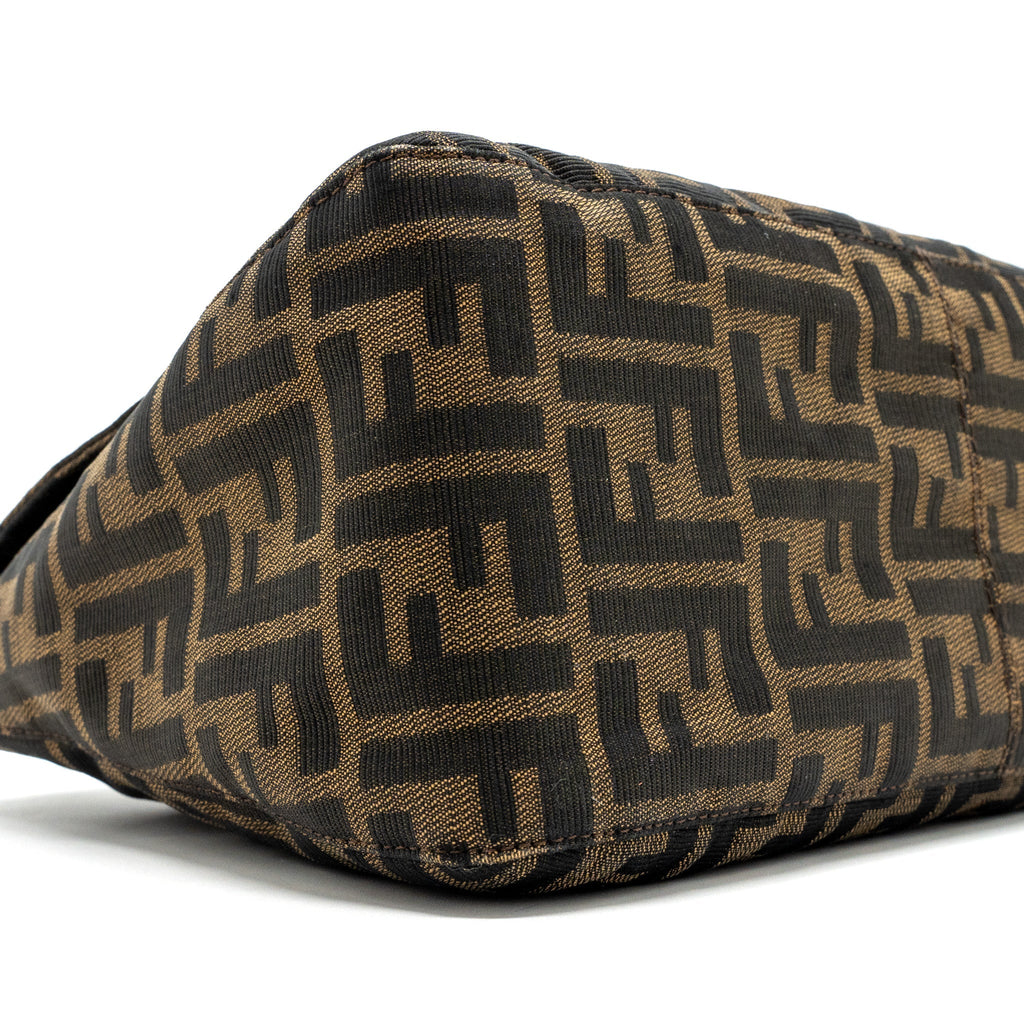 FENDI VINTAGE SHOULDER BAG FF JACQUARD CANVAS BROWN SHW
