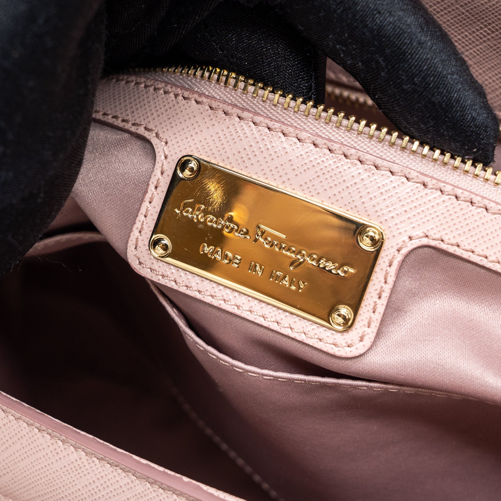 SALVATORE FERRAGAMO TOP HANDLE FLAP BAG CALFSKIN LIGHT PINK GHW