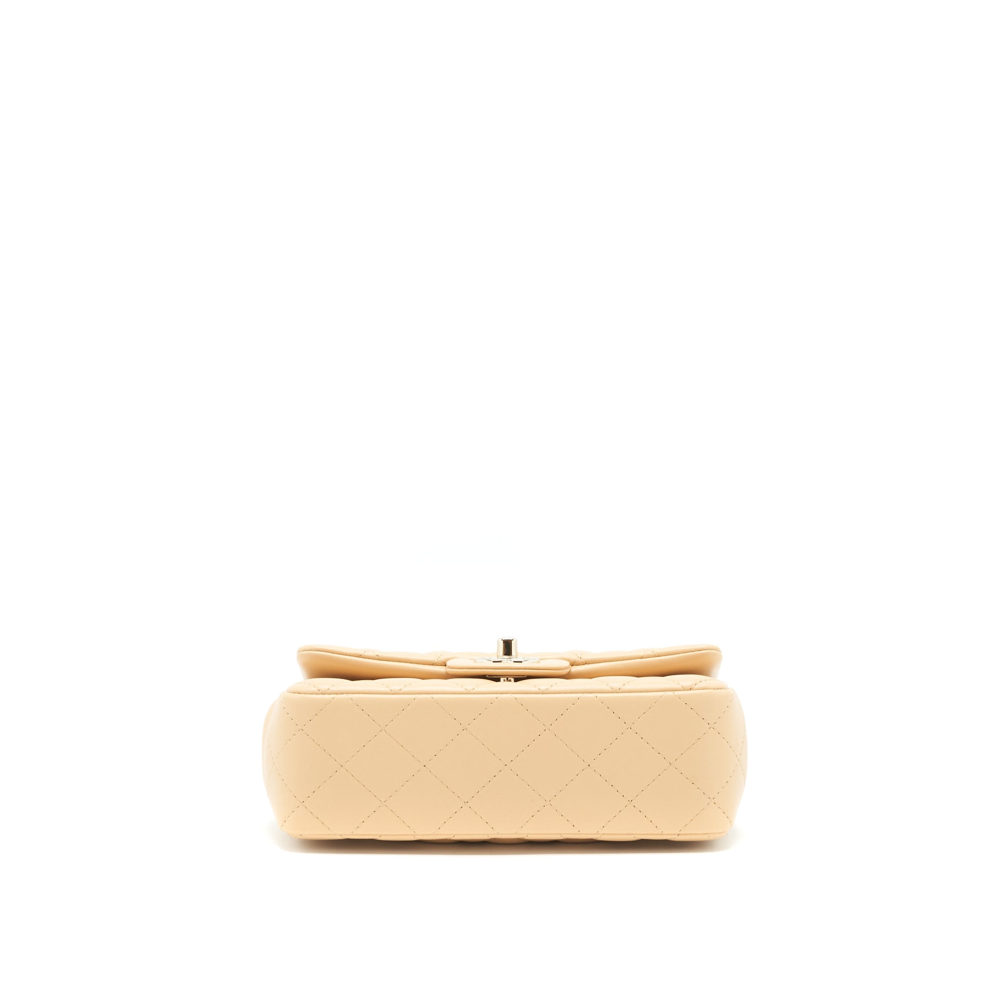 CHANEL MINI RECTANGULAR LAMBSKIN LIGHT BEIGE LGHW(MICROCHIP)