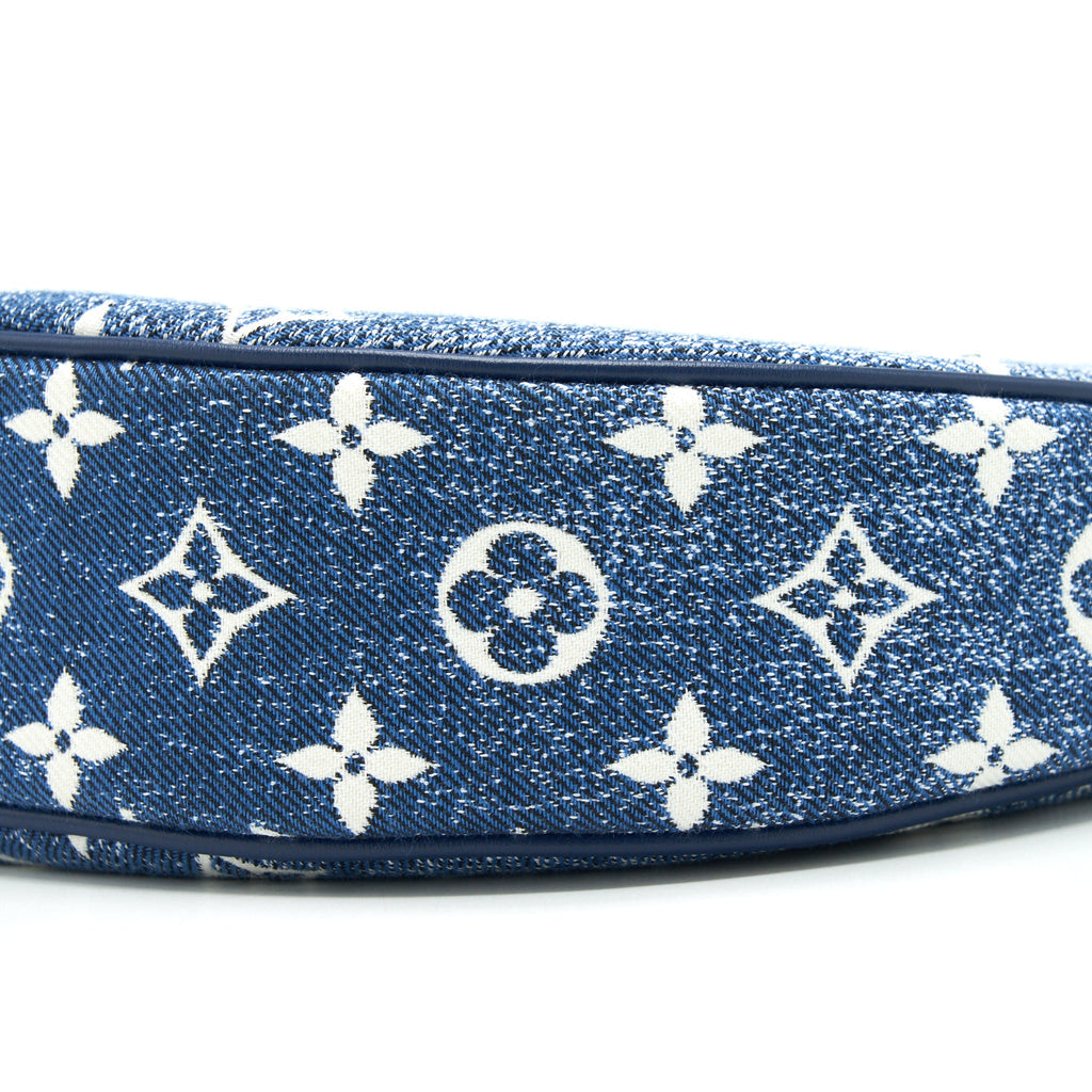 LOUIS VUITTON HALF-MOON LOOP BAGUETTE HANDBAG DENIM BLUE GHW