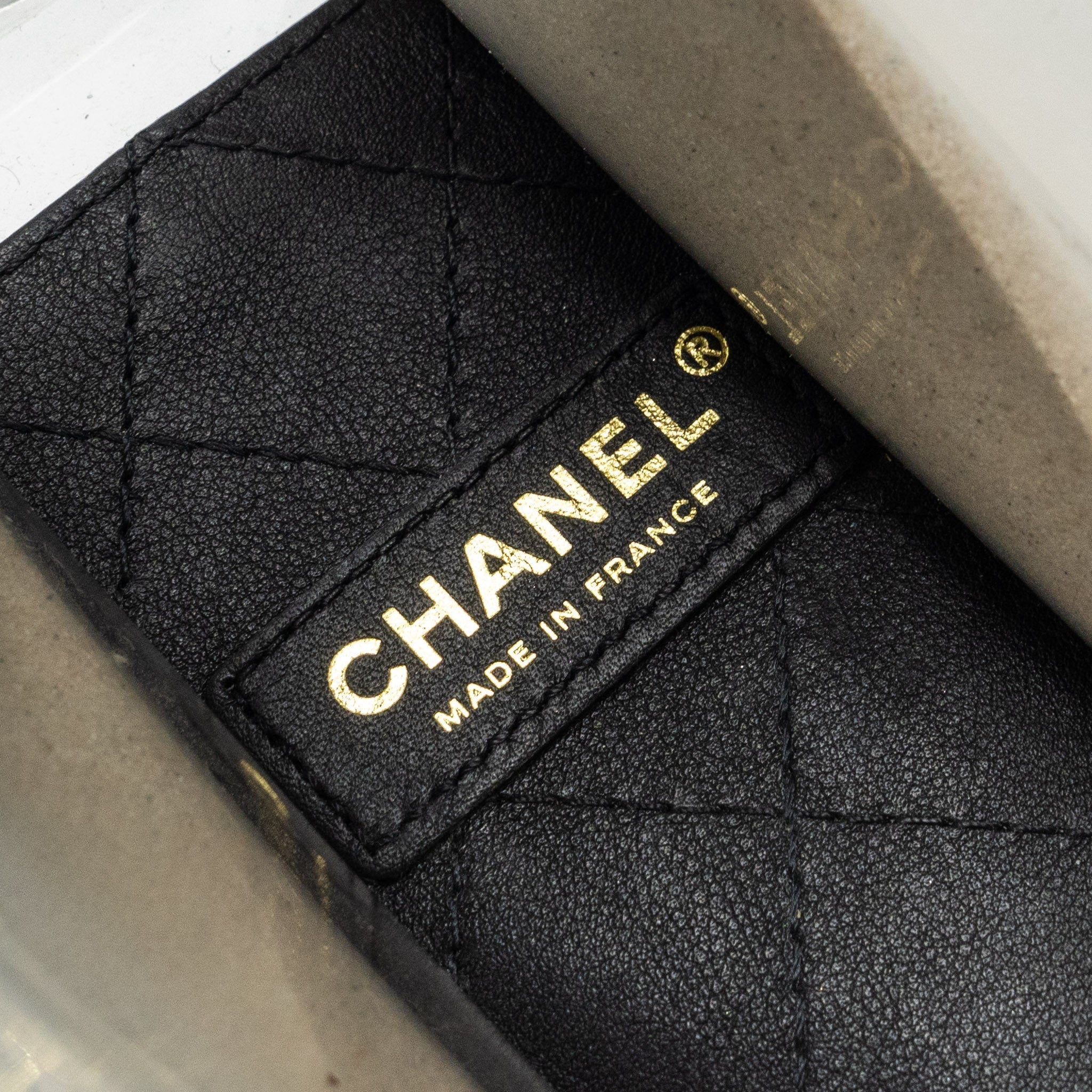 CHANEL SAND BY THE SEA PEARL FLAP BAG PVC / LAMBSKIN BLACK/TRANSPARENT LGHW