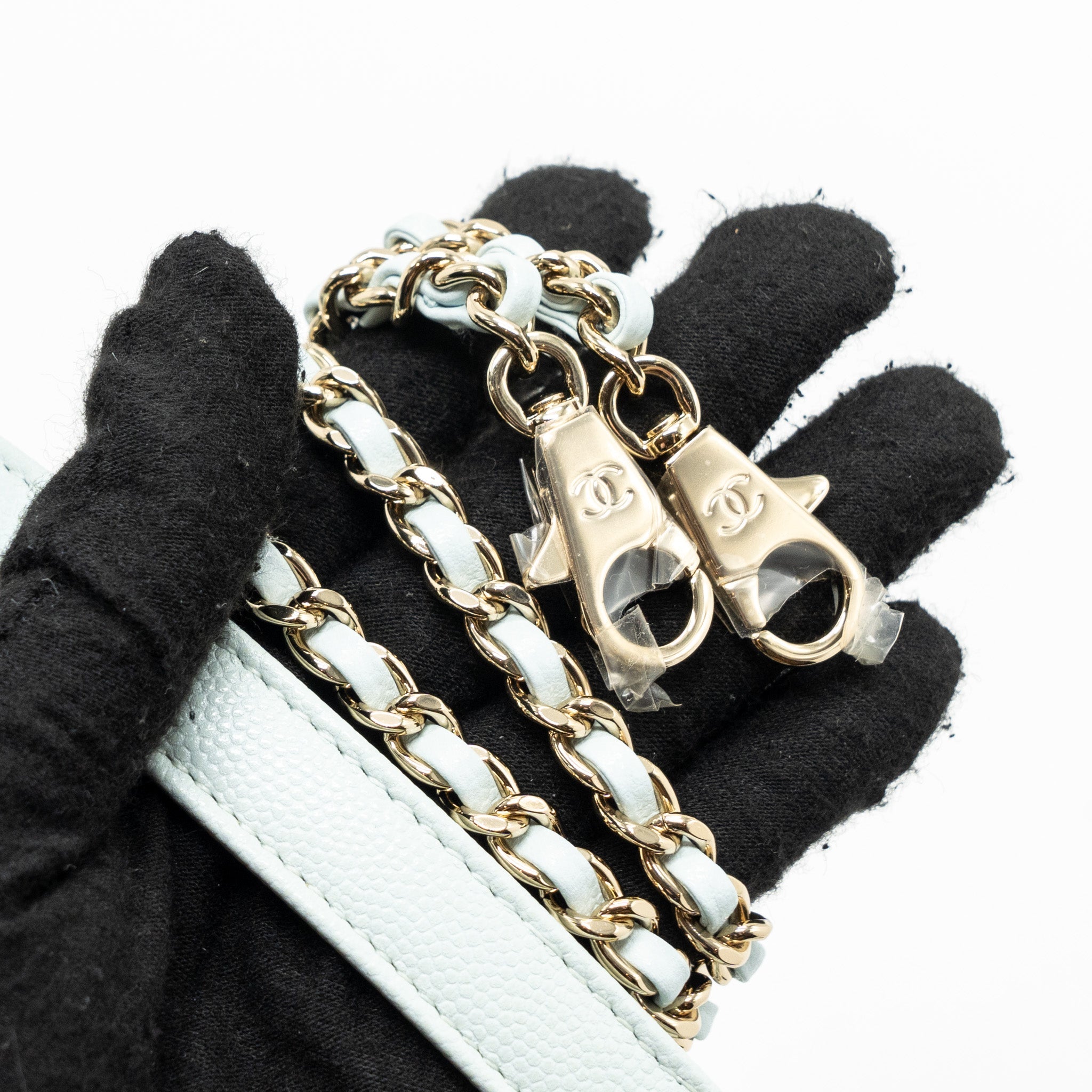 CHANEL SMALL COCO HANDLE CAVIAR LIGHT BLUE LGHW (MICROCHIP)