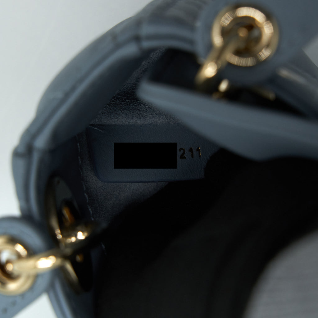 DIOR MICRO LADY DIOR BAG CANNAGE LAMBSKIN CLOUD BLUE LGHW