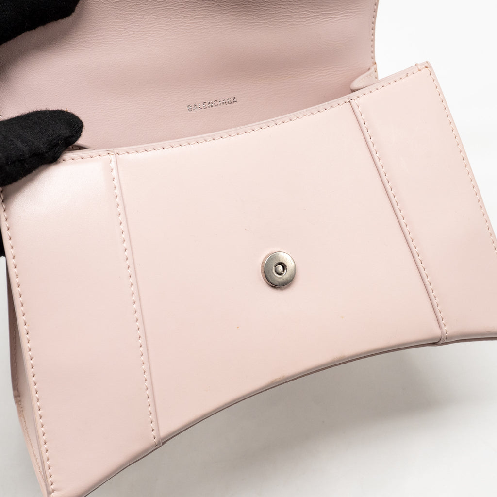 BALENCIAGA SMALL HOURGLASS BAG CALFSKIN LIGHT ROSE SHW