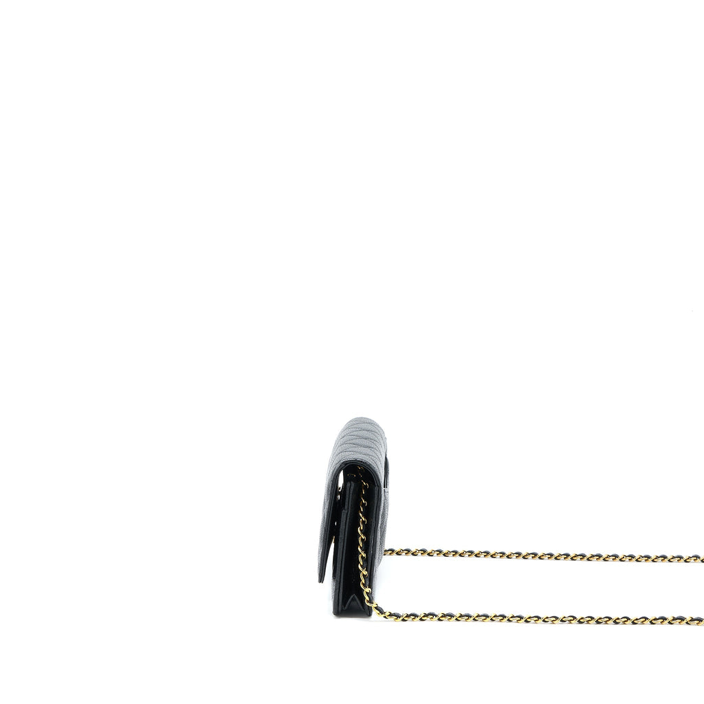 CHANEL CLASSIC WALLET ON CHAIN CAVIAR BLACK GHW (MICROCHIP)