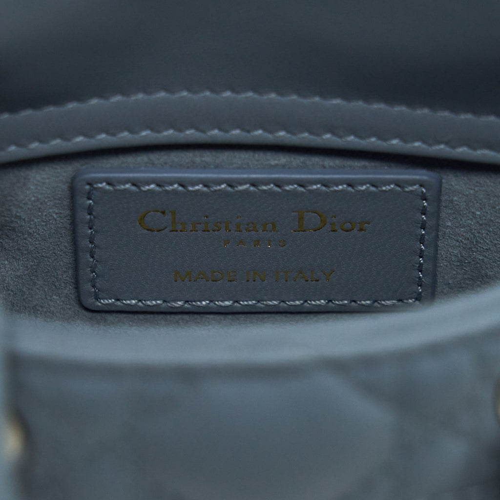 DIOR MICRO LADY DIOR BAG CANNAGE LAMBSKIN CLOUD BLUE LGHW