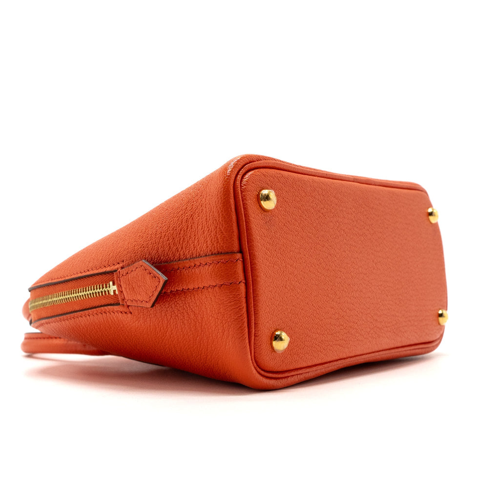 HERMES MINI BOLIDE CHEVRE MYSORE POPPY ORANGE GHW