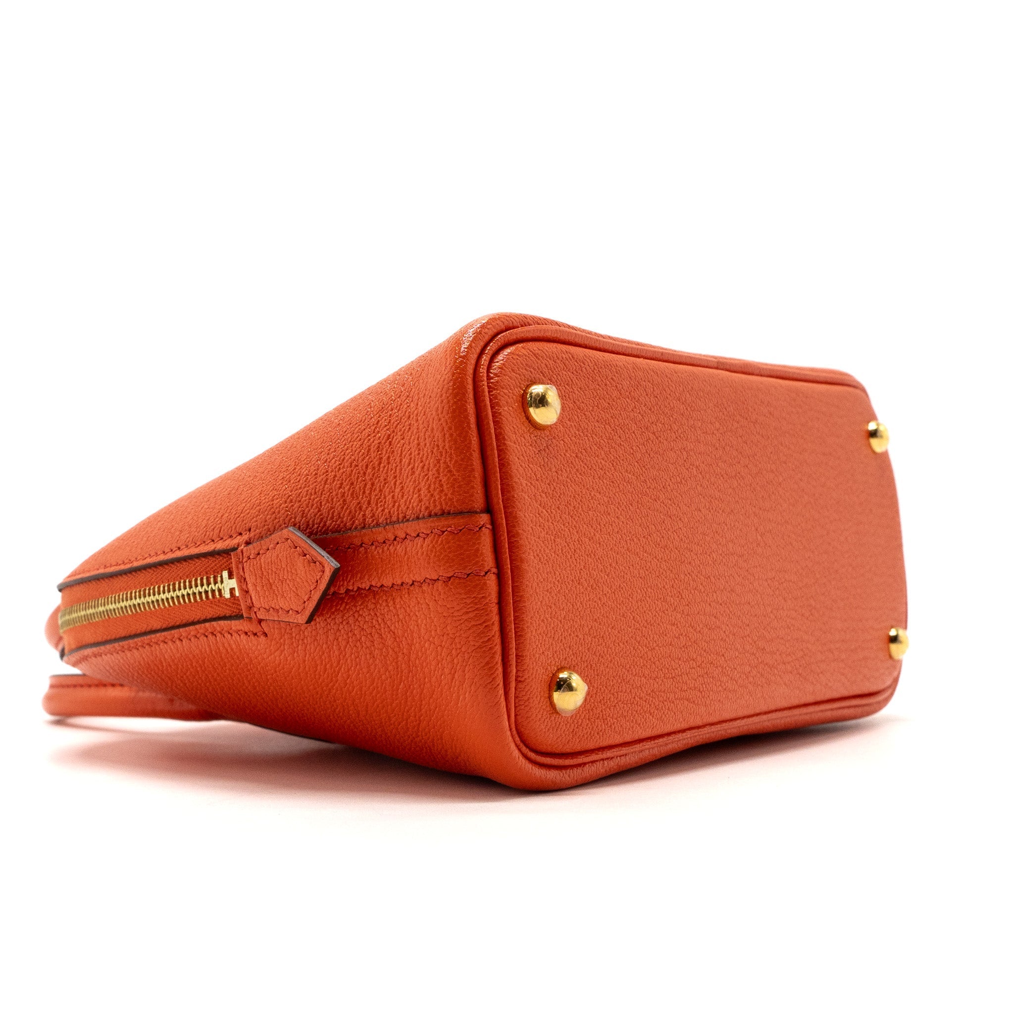 HERMES MINI BOLIDE CHEVRE MYSORE POPPY ORANGE GHW
