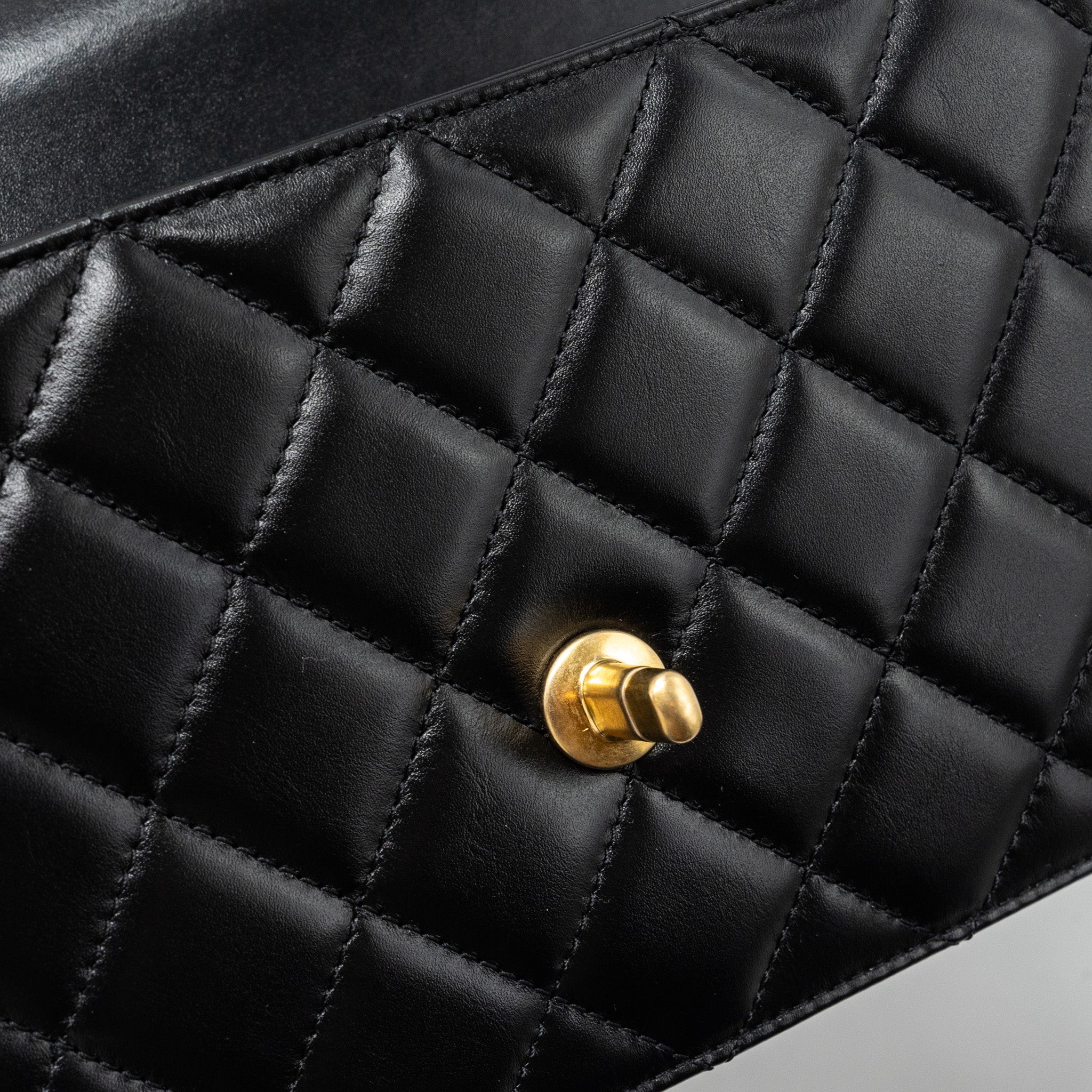 CHANEL 24C GOLD CRUSH FLAP BAG CALFSKIN BLACK GHW (MICROCHIP)