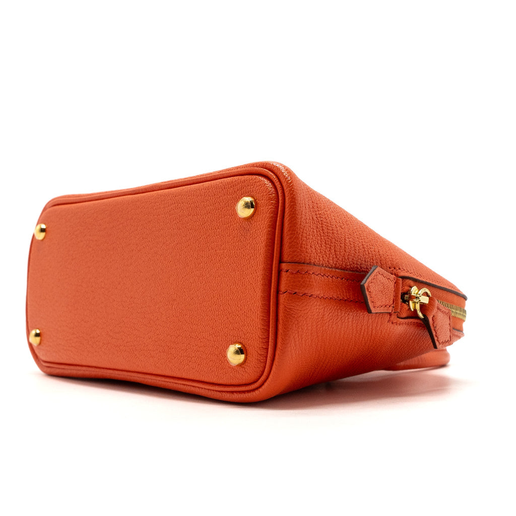 HERMES MINI BOLIDE CHEVRE MYSORE POPPY ORANGE GHW