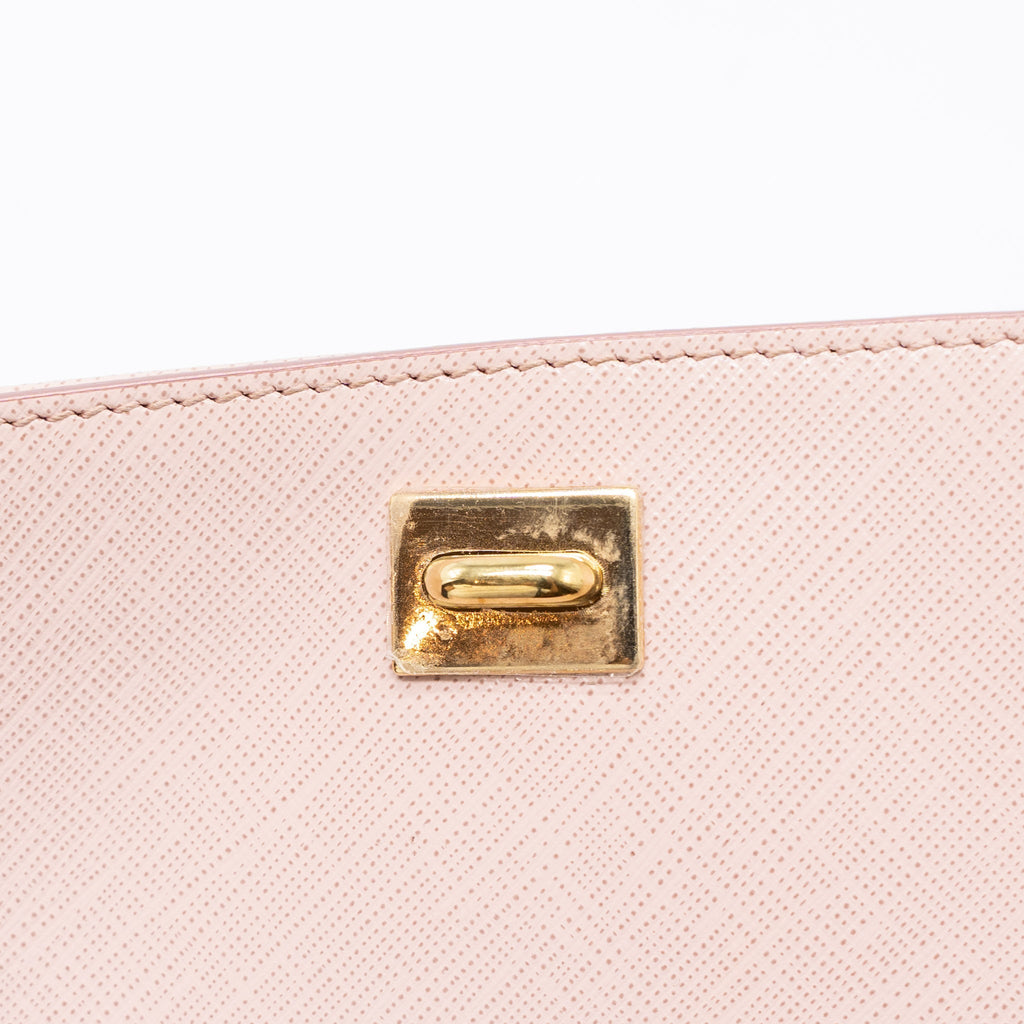 SALVATORE FERRAGAMO TOP HANDLE FLAP BAG CALFSKIN LIGHT PINK GHW
