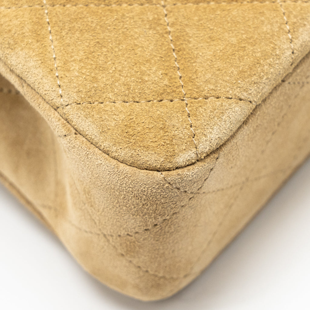 CHANEL 25A SUEDE PATCHWORK MINI CROSSBODY BAG LAMBSKIN BROWN/BLACK GHW (MICROCHIP)