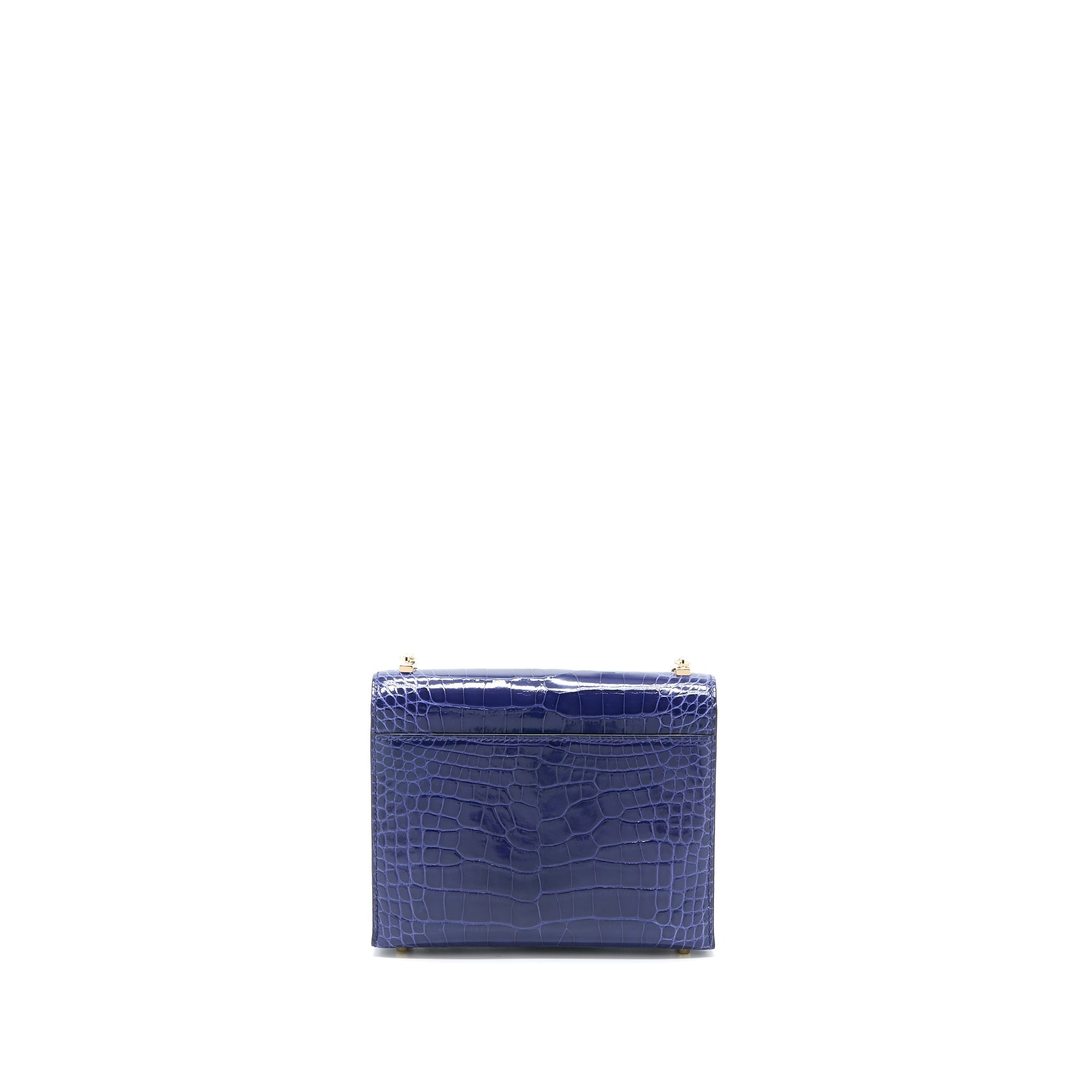 HERMES MINI VERROU ALLIGATOR MISSISSIPPIENSIS M3 BLUE ENCRE GHW