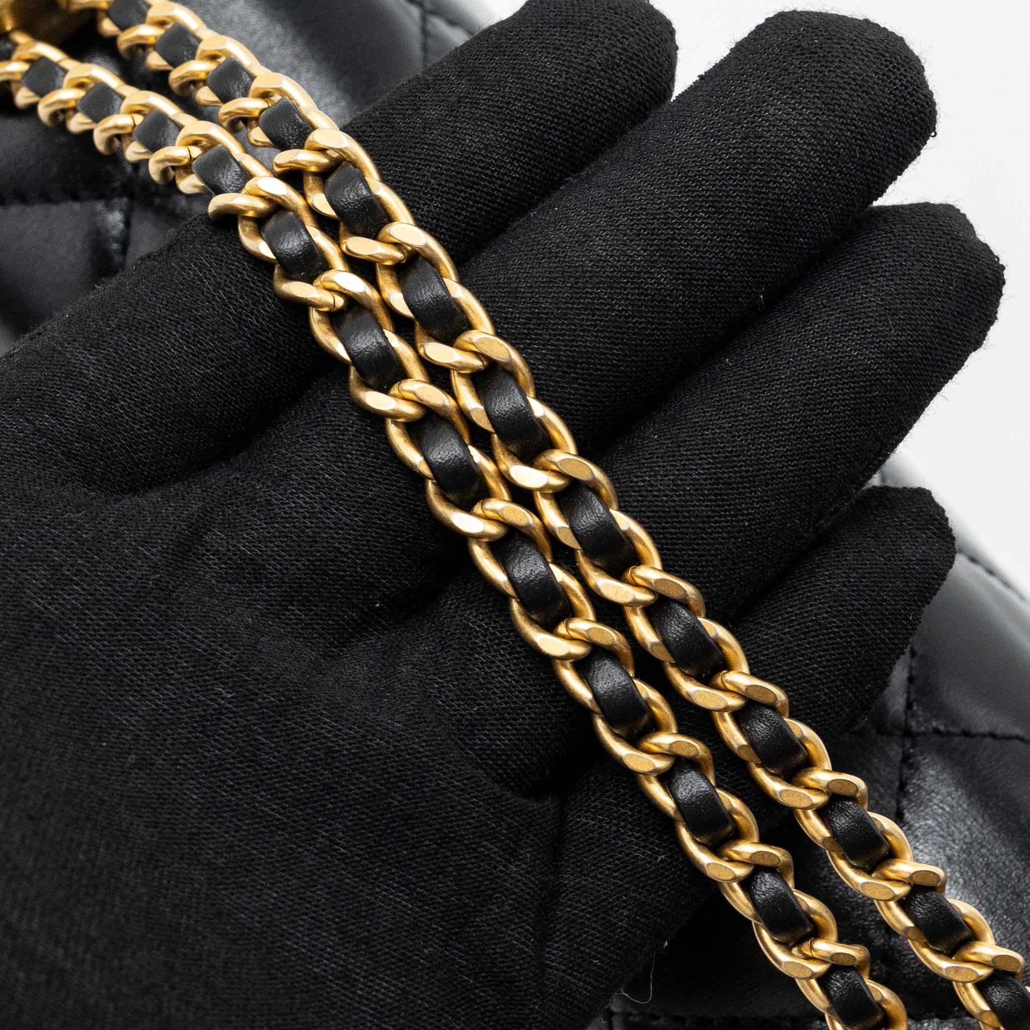 CHANEL 24C GOLD CRUSH FLAP BAG CALFSKIN BLACK GHW (MICROCHIP)